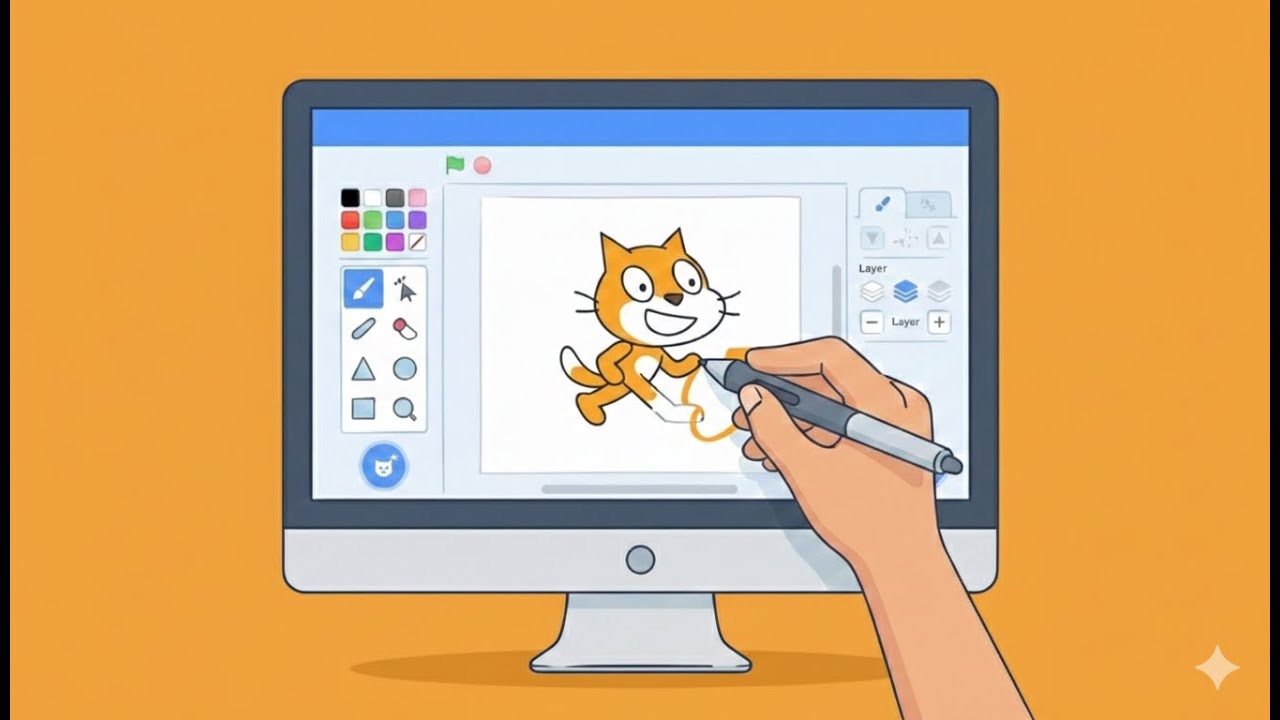 فيديو 04: شرح رسم وتصميم شخصية جديدة في سكراتش | How to Draw & Create a New Sprite in Scratch