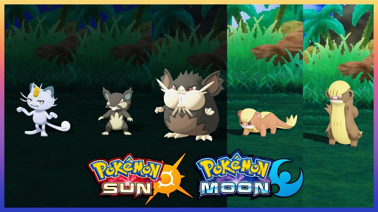 Pokemon Sun & Moon - Alolan Meowth,Alolan Rattata,Alolan Raticate,Yungoos & Gumshoos Locations