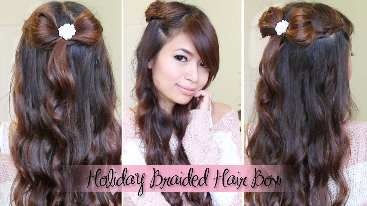 Dutch Braid & Hair Bow Half Updo Hairstyle for Medium Long Hair Tutorial
