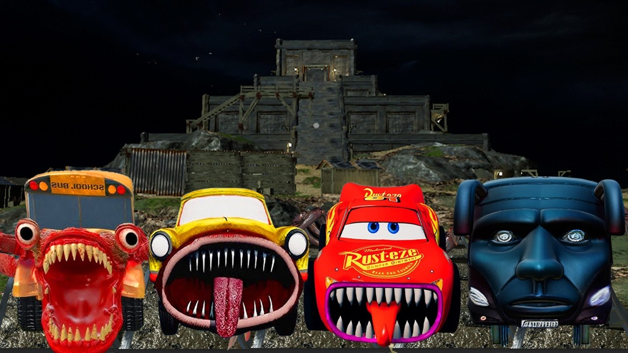 Upgrade MOD Scary LIGHTNING MCQUEEN MONSTER,vs RANG RING RENG BUS IRENG TRAIN,SCHOOL BUS TRAIN