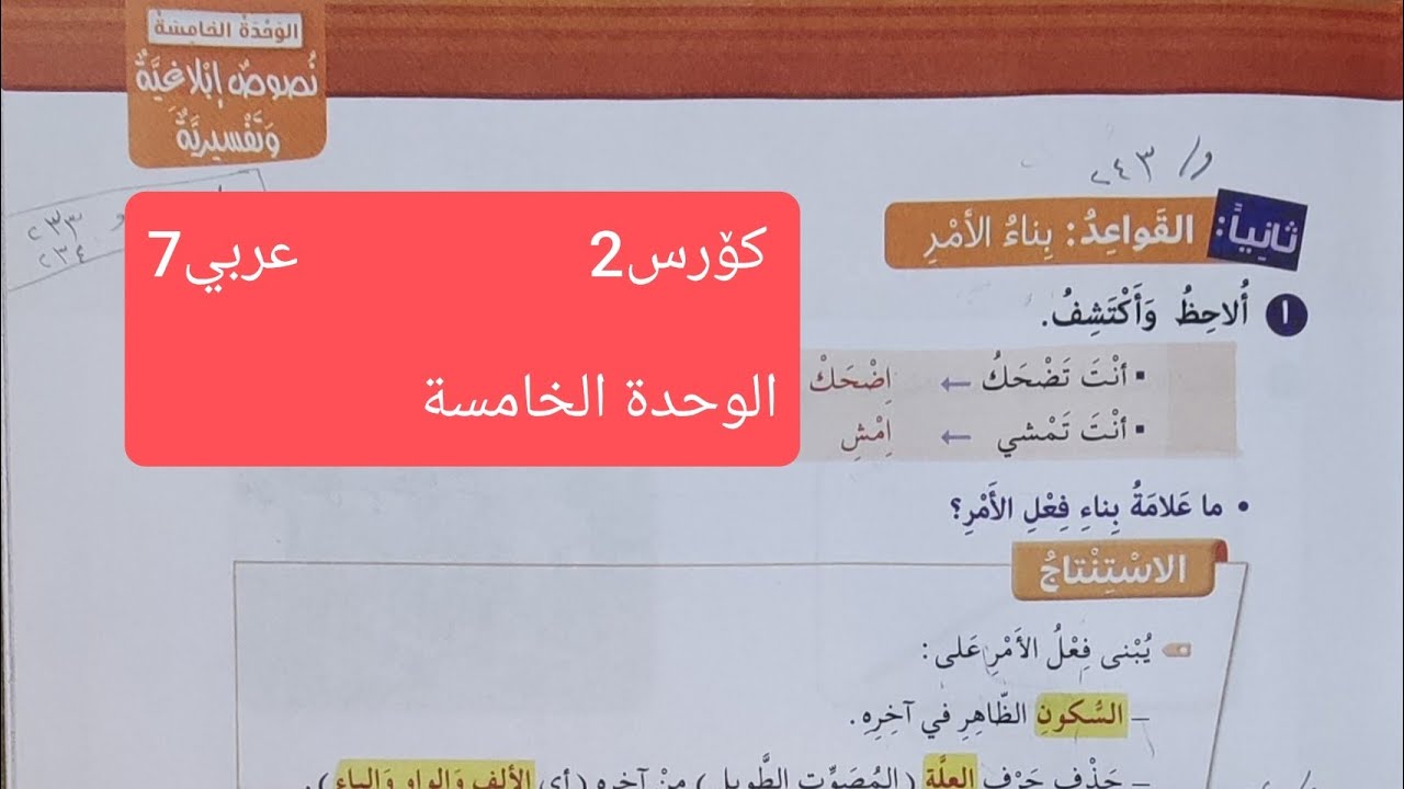 عربى پۆلی7(C2)/ وانه243: قواعد:  بناء الأمر