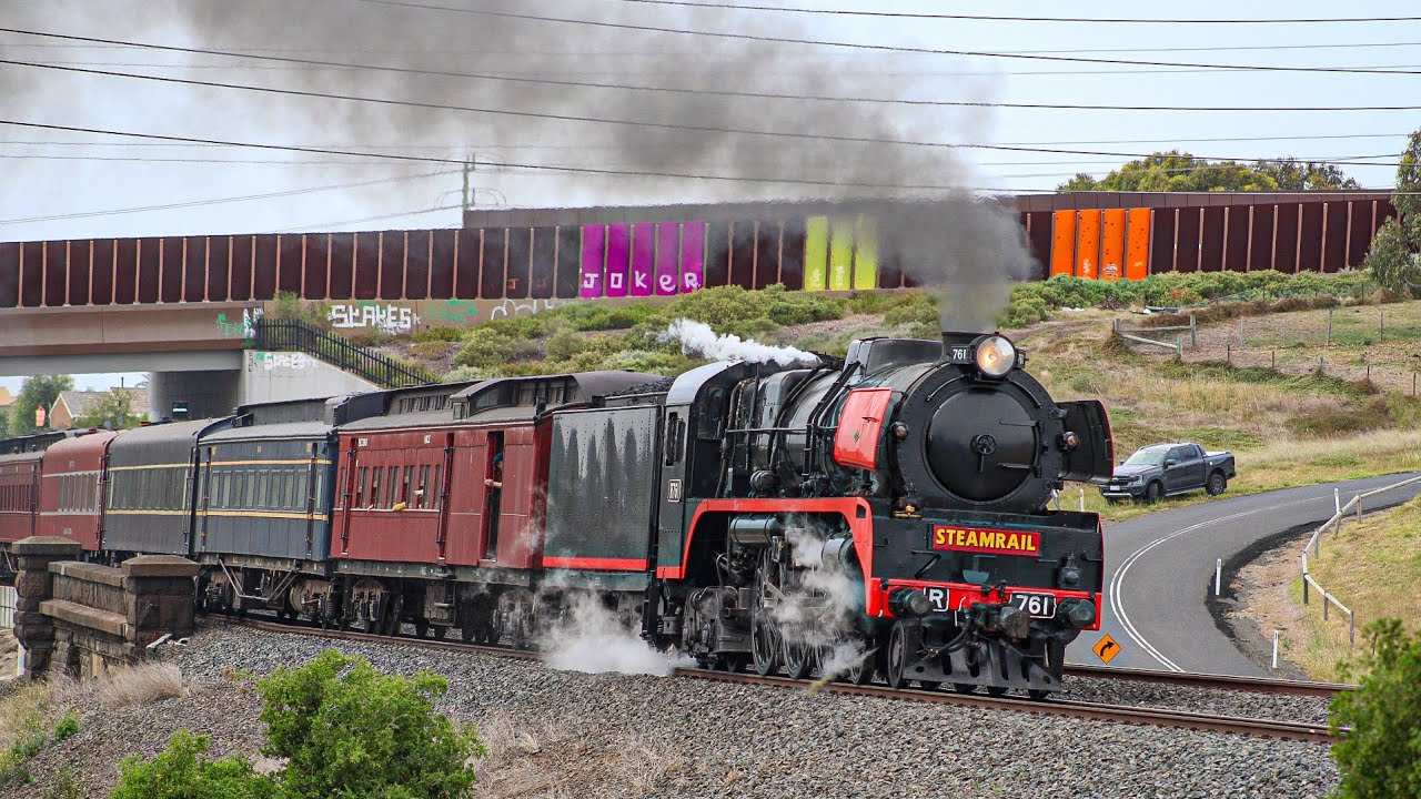 R class climbs the Golden Plains! | (Steamrail Victoria's Eureka Express with R761 to Ballarat)