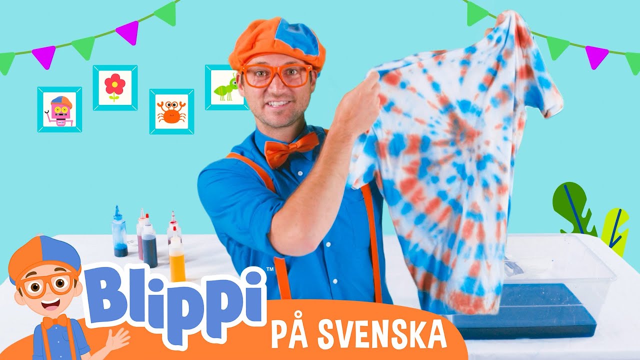 Blippi lär sig om färger för småbarn och gör batiktryck på T-shirts👕💧| Pedagogiska videor för barn