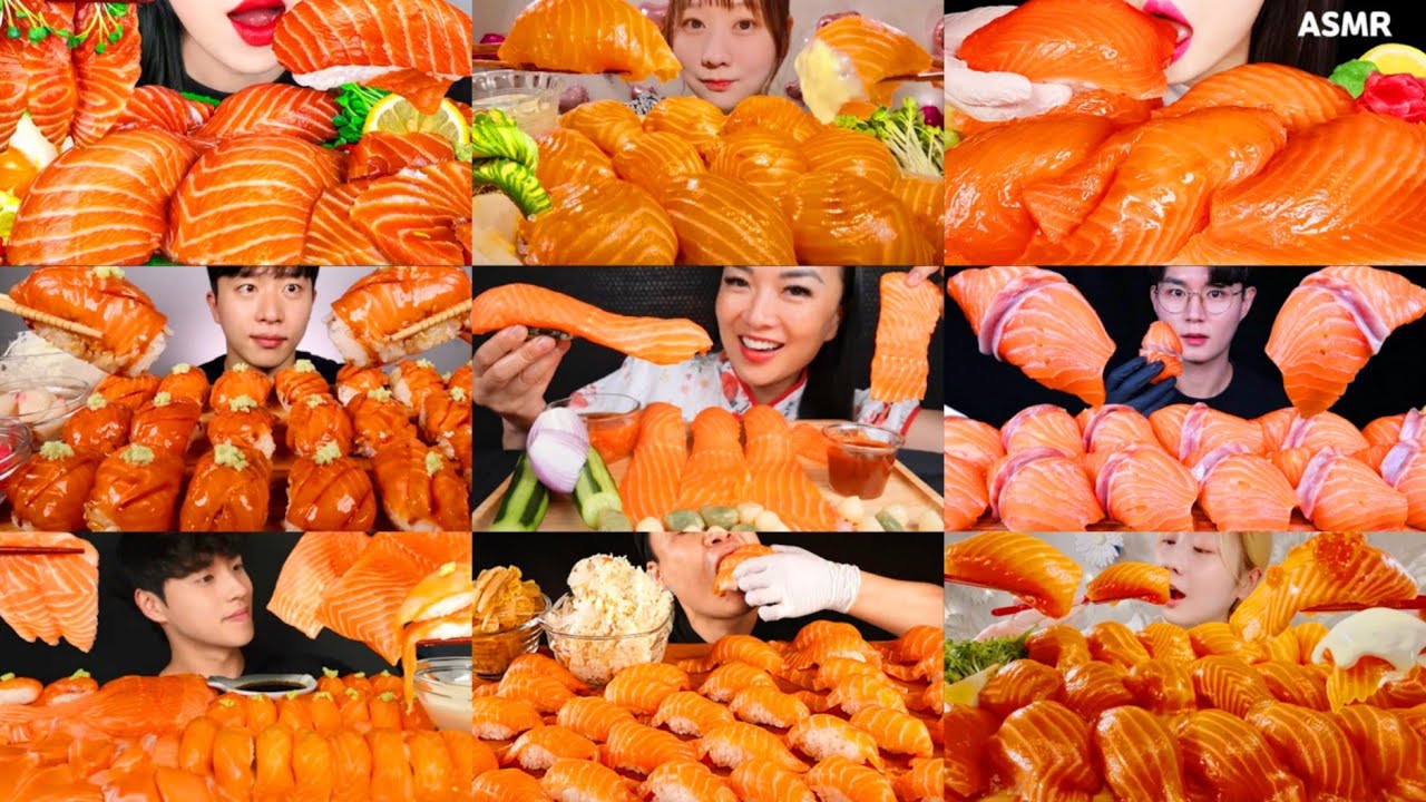 RAW SUSHI SASHIMI MUKBANG COMPILATION * MOST DELICIOUS SUSHI SASHIMI EATING SHOW REAL SOUND ASMR 