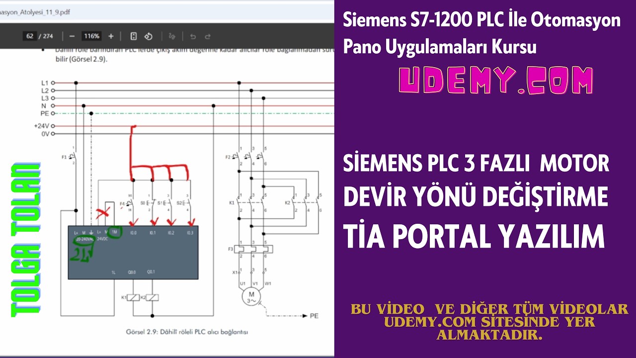 👍3 Fazlı Motorun Devir Yönü Değiştirilmesi Siemens V20 Tia Portal Yazılımı