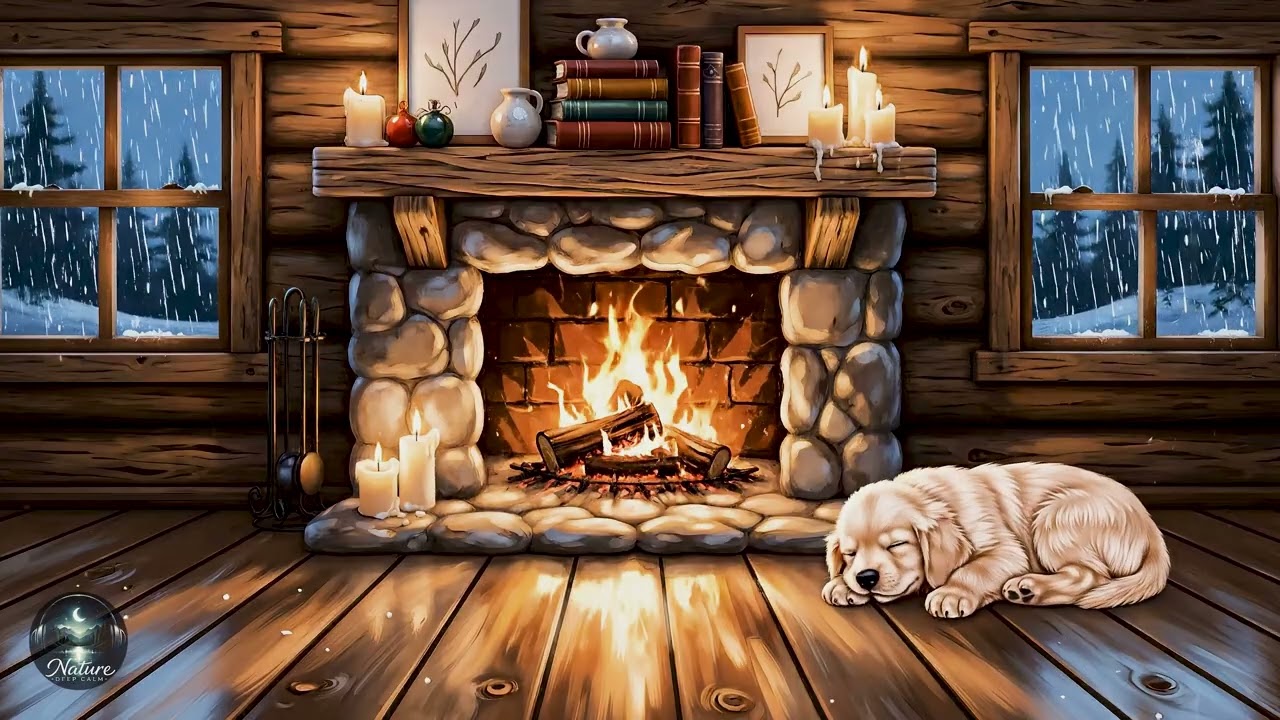 Cozy Cabin Ambience with Rain and Fireplace Sounds | 8 Hours of White Noise for Sleep & Study