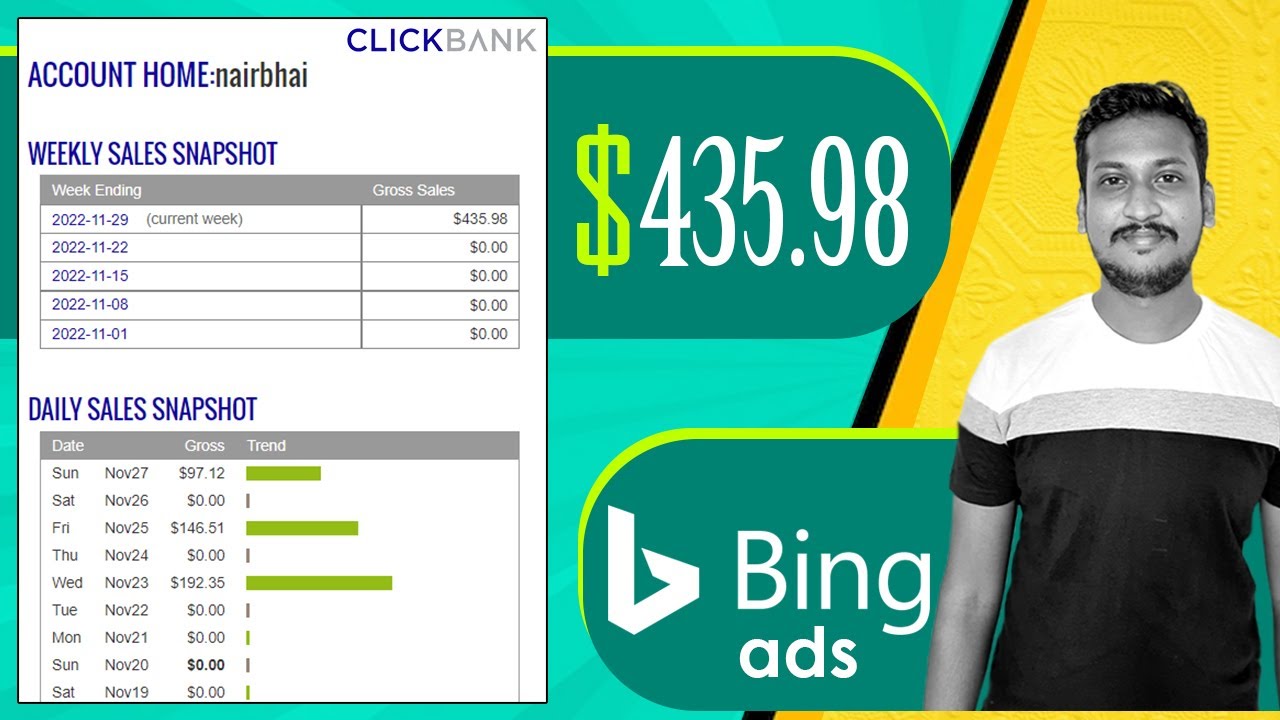 Я совершил партнерские продажи Clickbank с помощью рекламы Bing/Microsoft с доказательствами (пар...