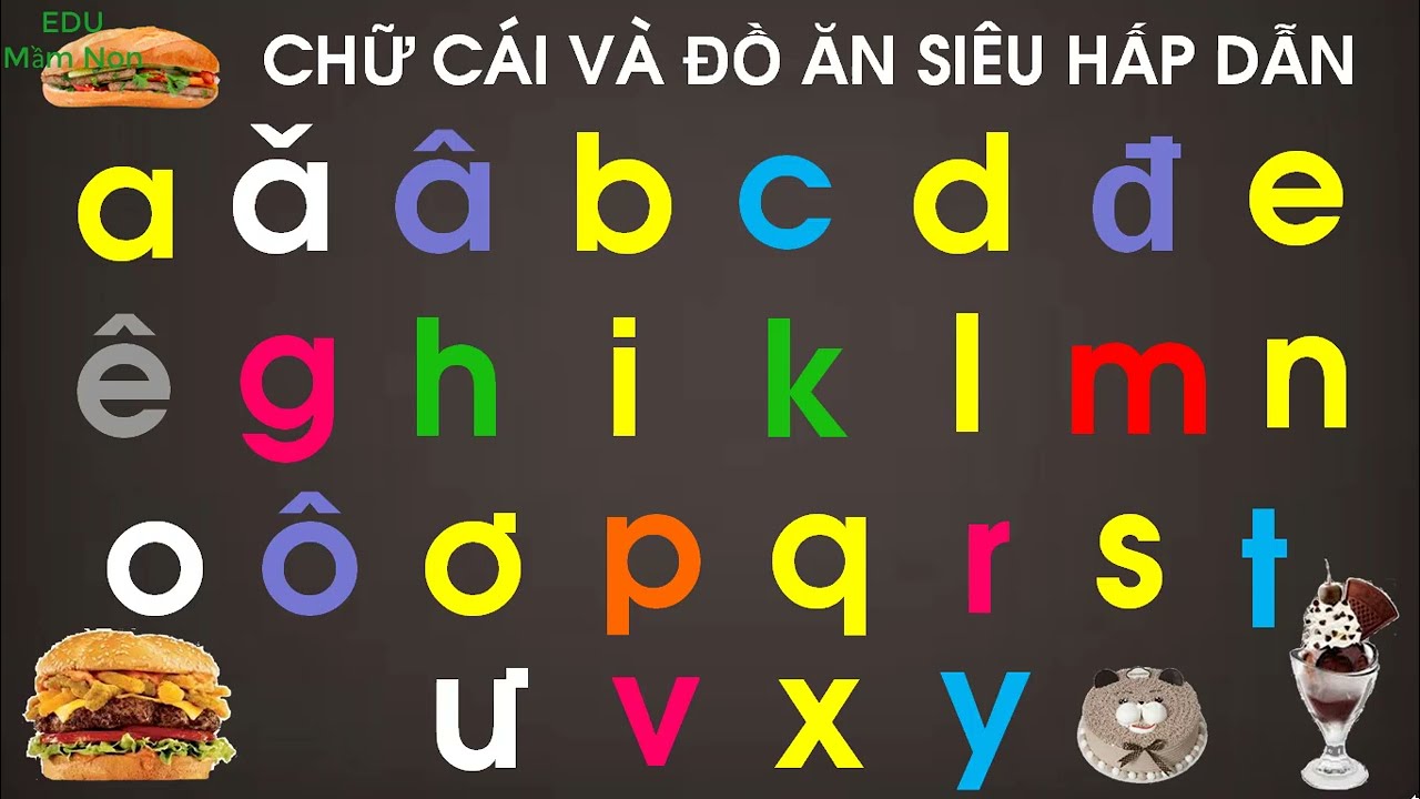 Học bảng chữ cái cùng đồ ăn siêu hấp dẫn - giúp trẻ dễ học dễ thuộc | Học bảng chữ cái - EDU Mầm Non