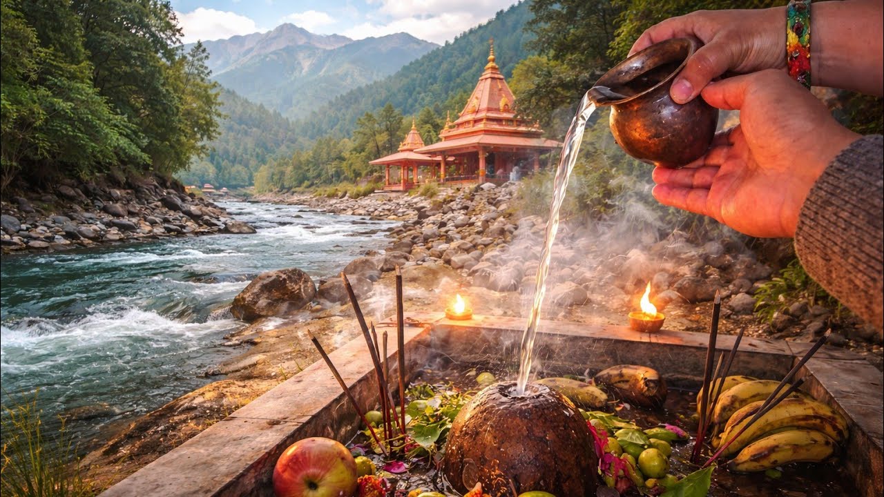 गंगा किनारे शिवलिंग अभिषेक 🙏 l नदी, मंदिर और पहाड़ों के बीच अद्भुत दर्शन ll Uttarakhand 🇮🇳