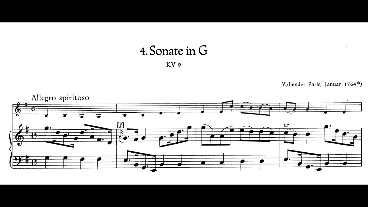 Mozart - Violin Sonata No. 4 in G Major, K. 9 (Sheet Music)
