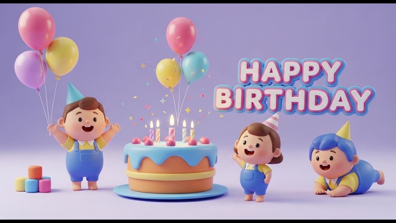 Happy Birthday Song 🎂🎉 | Kids Birthday Song | Cute 3D Cartoon Style