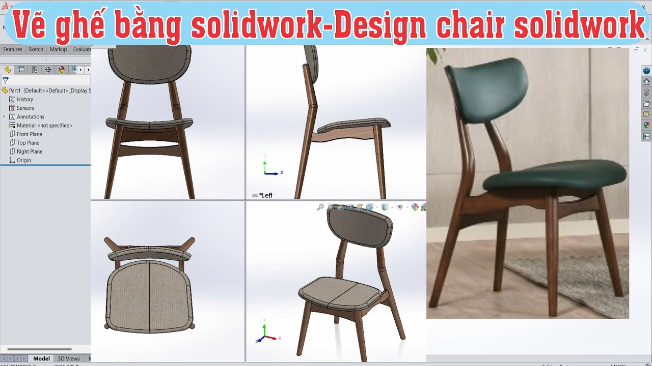 Vẽ ghế bằng solidworks, design chair solidworks, học solidworks ngành gỗ .