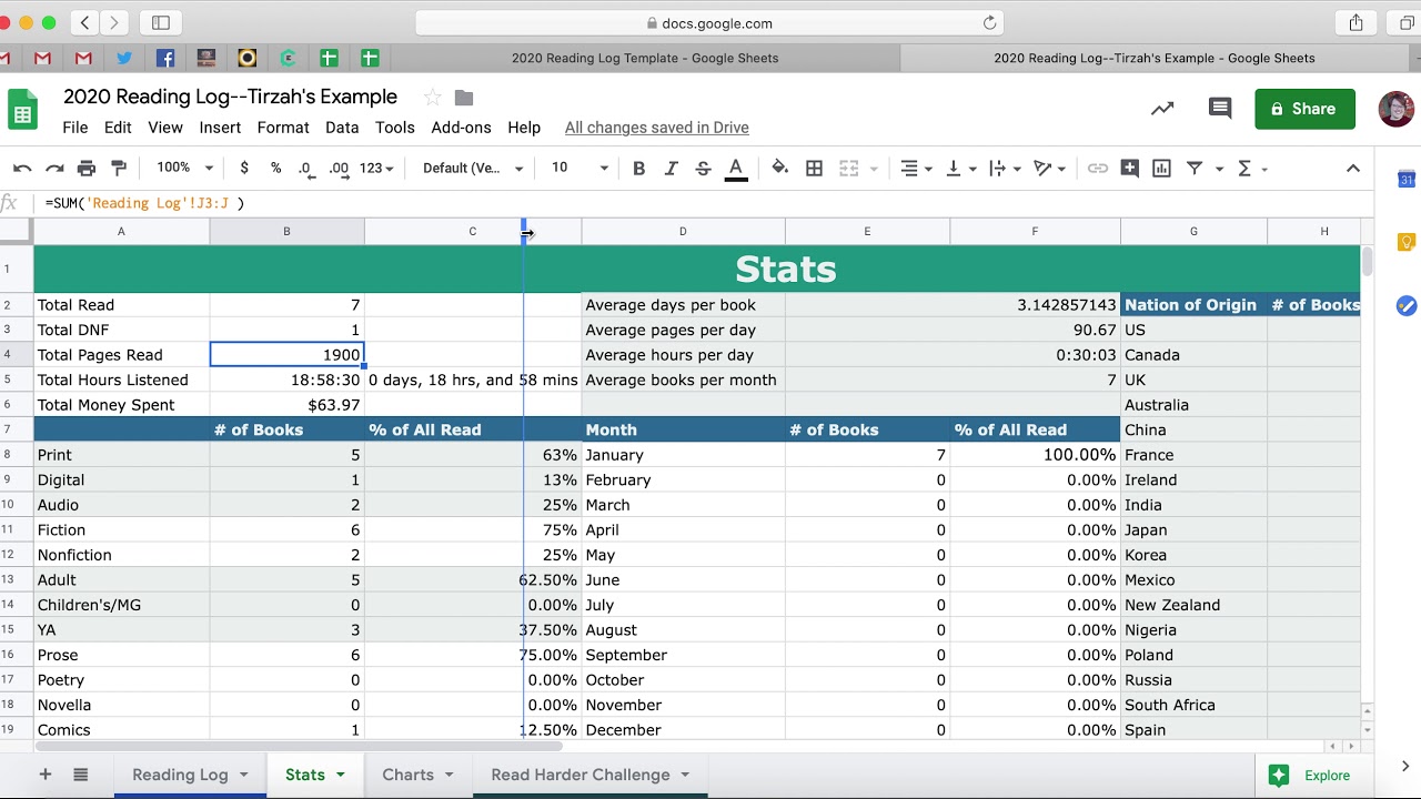 2020 Reading Log Walk Through