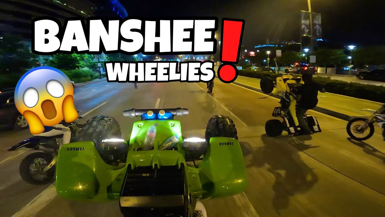 YAMAHA BANSHEE WHEELIES THROUGH THE CITY! | @MOTORHEAD MIZZO