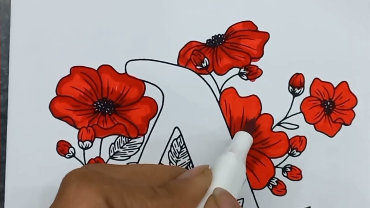 🌹🌿🖍🎶Satisfying art marker colouring with relaxing music