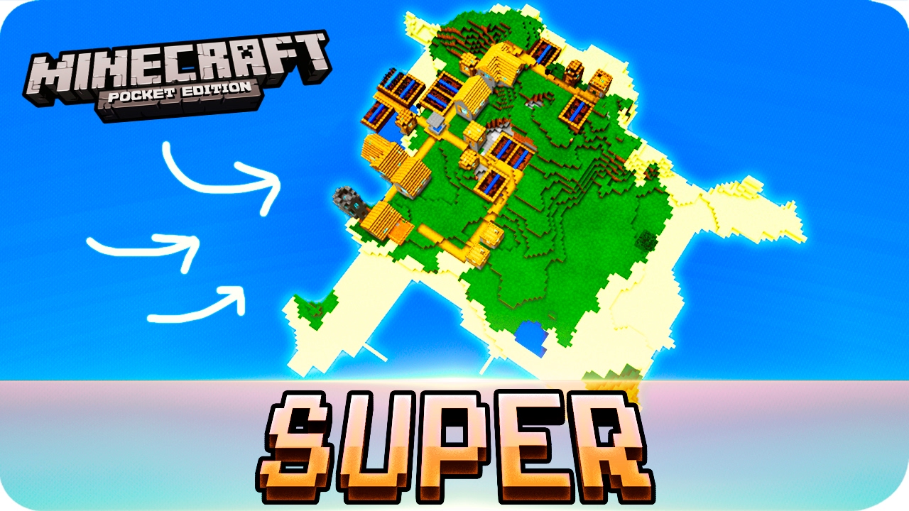 JerenVids | MCPE Seeds - Minecraft PE Seeds - Island with Village, Stronghold and Water Temple!