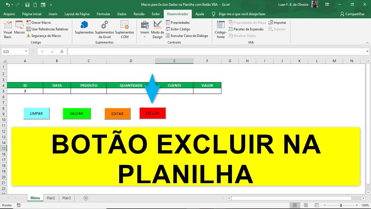 Macro para EXCLUIR DADOS de Planilha Excel com Botão VBA