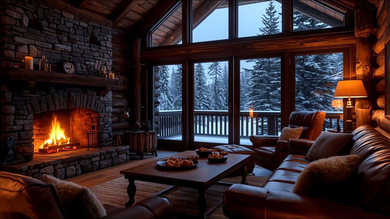 Cozy Winter Cabin 🎷 Fireplace & Smooth Jazz for Deep Sleep & Relaxation