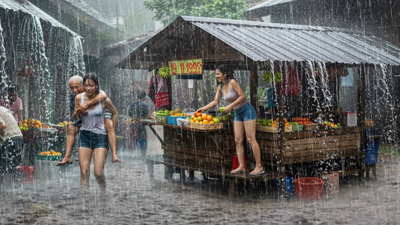 Szokująca burza w Indonezji! 🌧️ Moja cicha wioska uderzona przez ulewne deszcz i grzmot | Deszcz