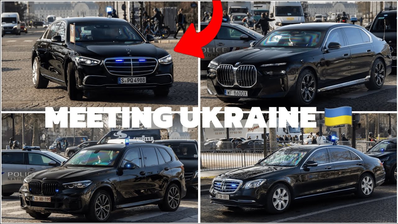 Summit at the Elys&eacute;e Palace around Zelensky, arrival of the processions