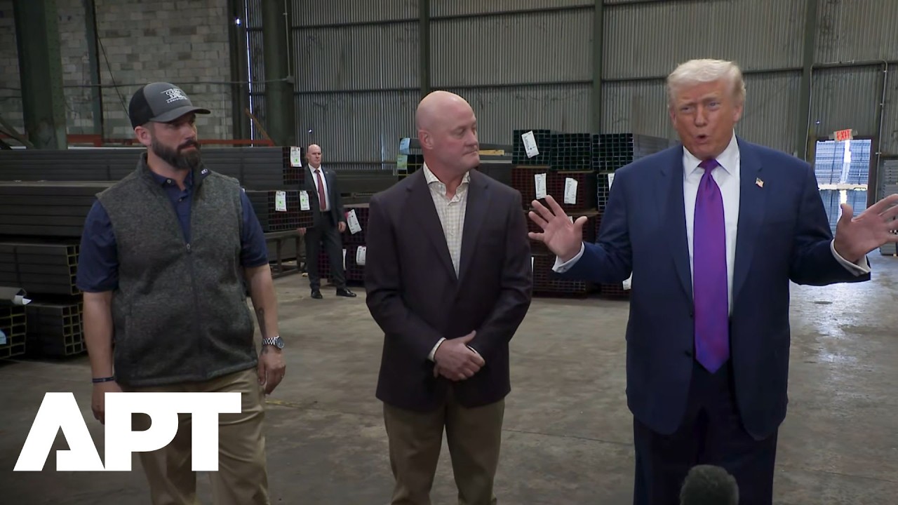 Президент Трамп посетил возрожденный завод, владелец благодарит таможенные пошлины за впечатляюще...