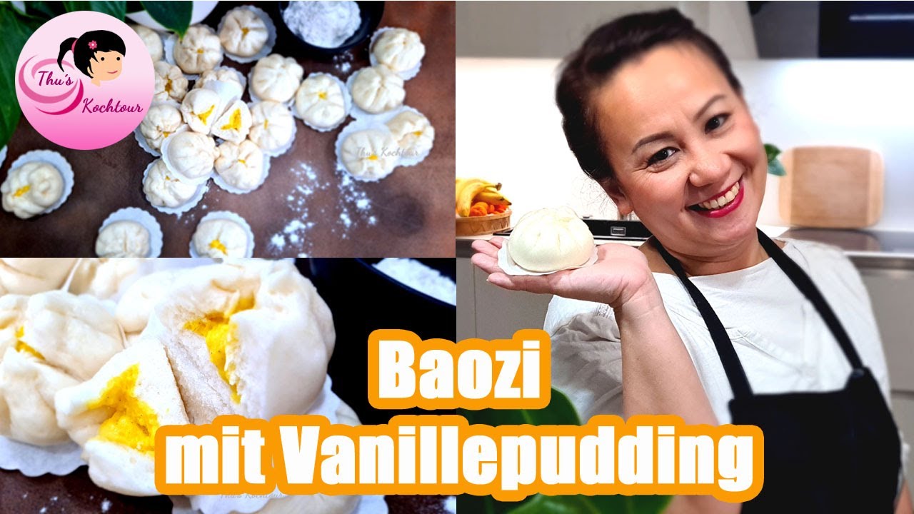 REZEPT: gedämpfte Baozi mit süßer Vanillepudding/ so weich und soft/ Asiatische Teigtaschen/ Buns