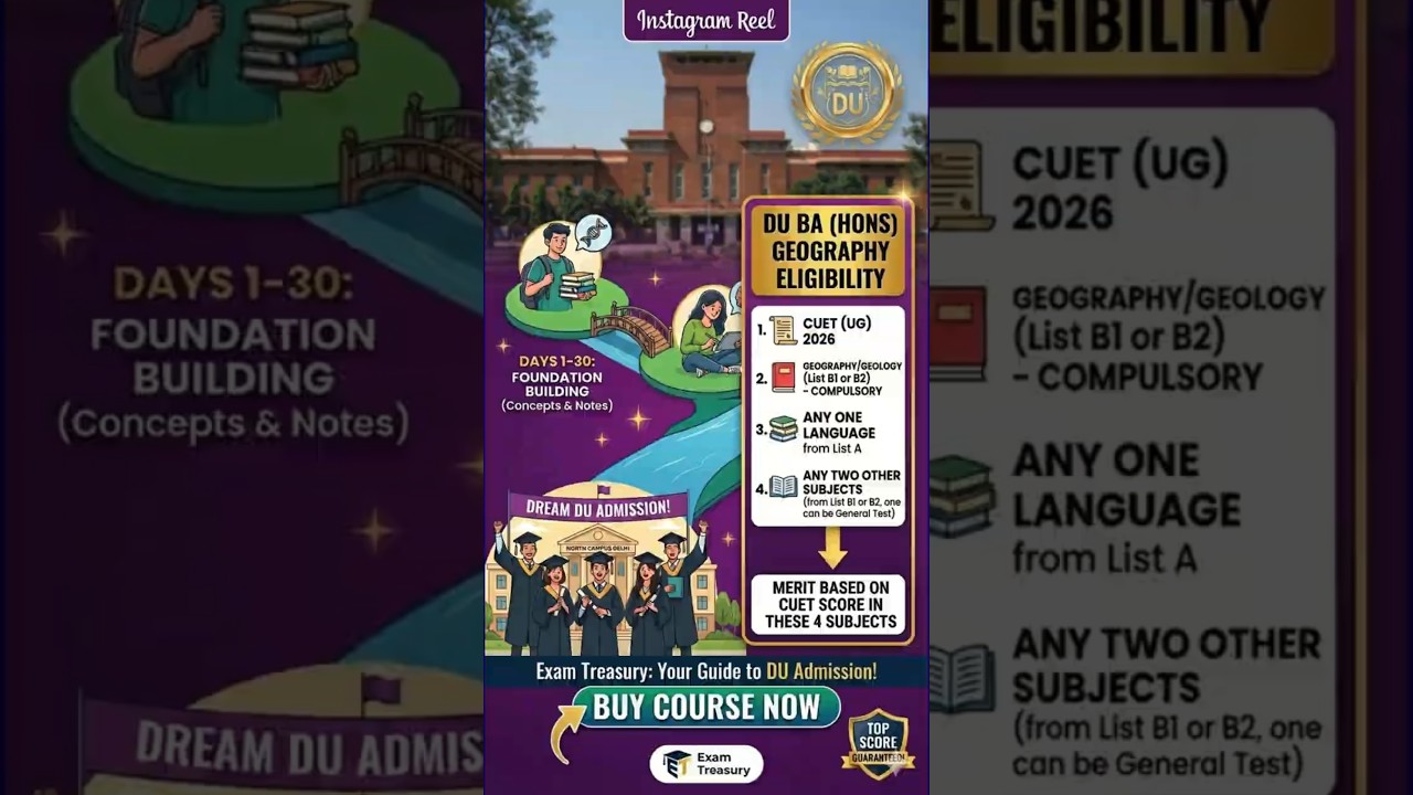 DU BA (Hons) Geography | Eligibility Criteria | CUET UG 2026 