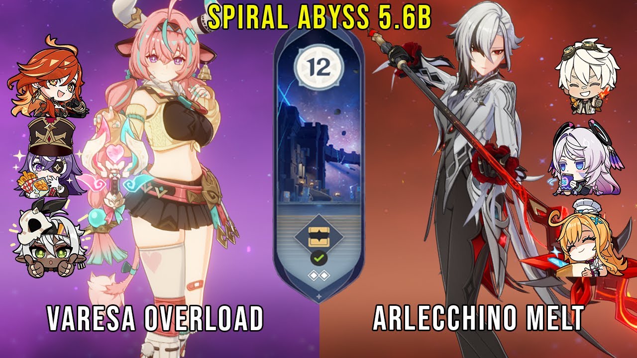 C0 Varesa Overload and C0 Arlecchino Melt | Genshin Impact Abyss 5.6B Floor 12 9 Stars