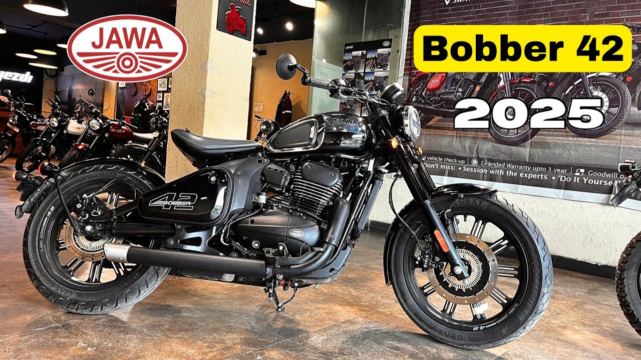 Jawa 42 Bobber Black Mirror 2025 New Model Detailed Review On Road Price All Features  Exhaust Sound