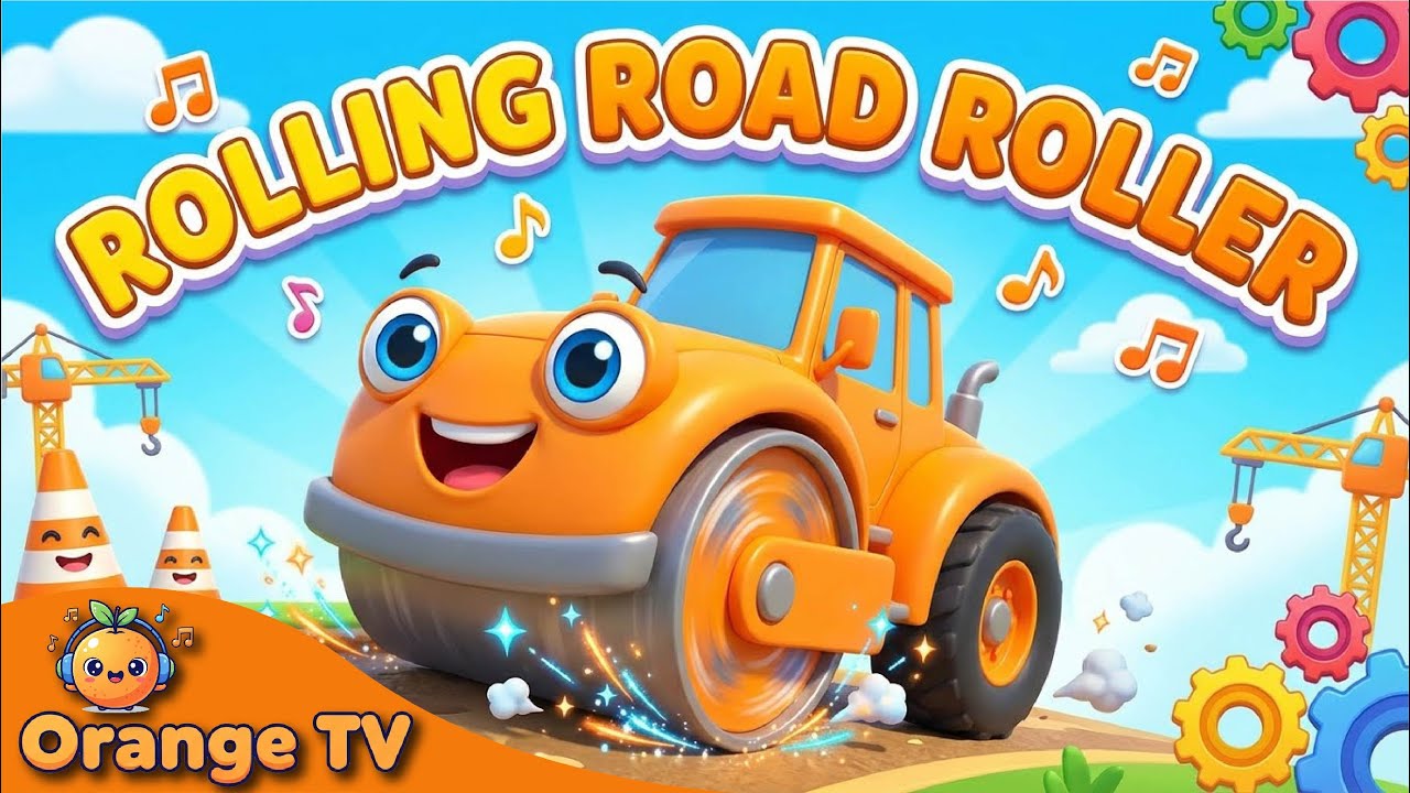 Rolling Road Roller | Kids Construction Trucks Cartoon Song | Orange TV