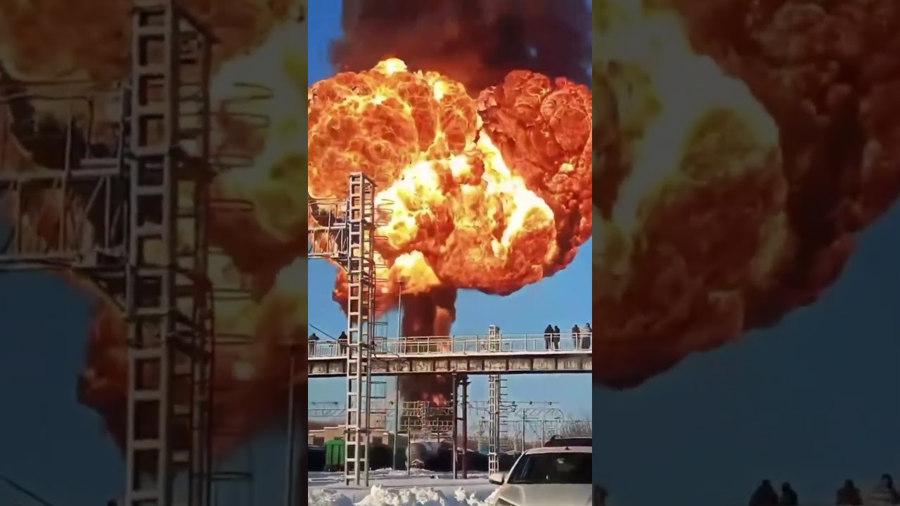 Massive Explosion! Gasoline Train Derails & Ignites in Tambov Region Russia 😱🔥🚂