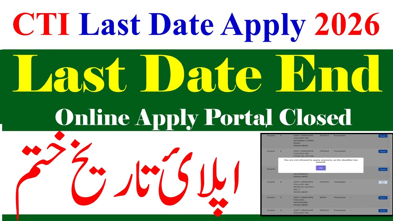 CTI Online Apply Portal Last Date End | CTI Jobs 2026 Apply | CTI Apply Last Date 2026