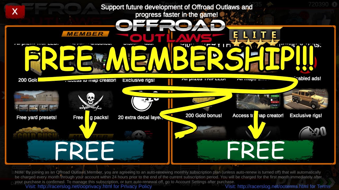 How to get the MEMBERSHIP in Offroad Outlaws for FREE // Offroad Outlaws how to