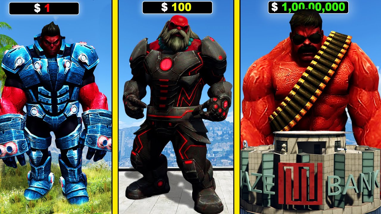 $1 RED HULK To $1,00,00,000 RED HULK in GTA 5