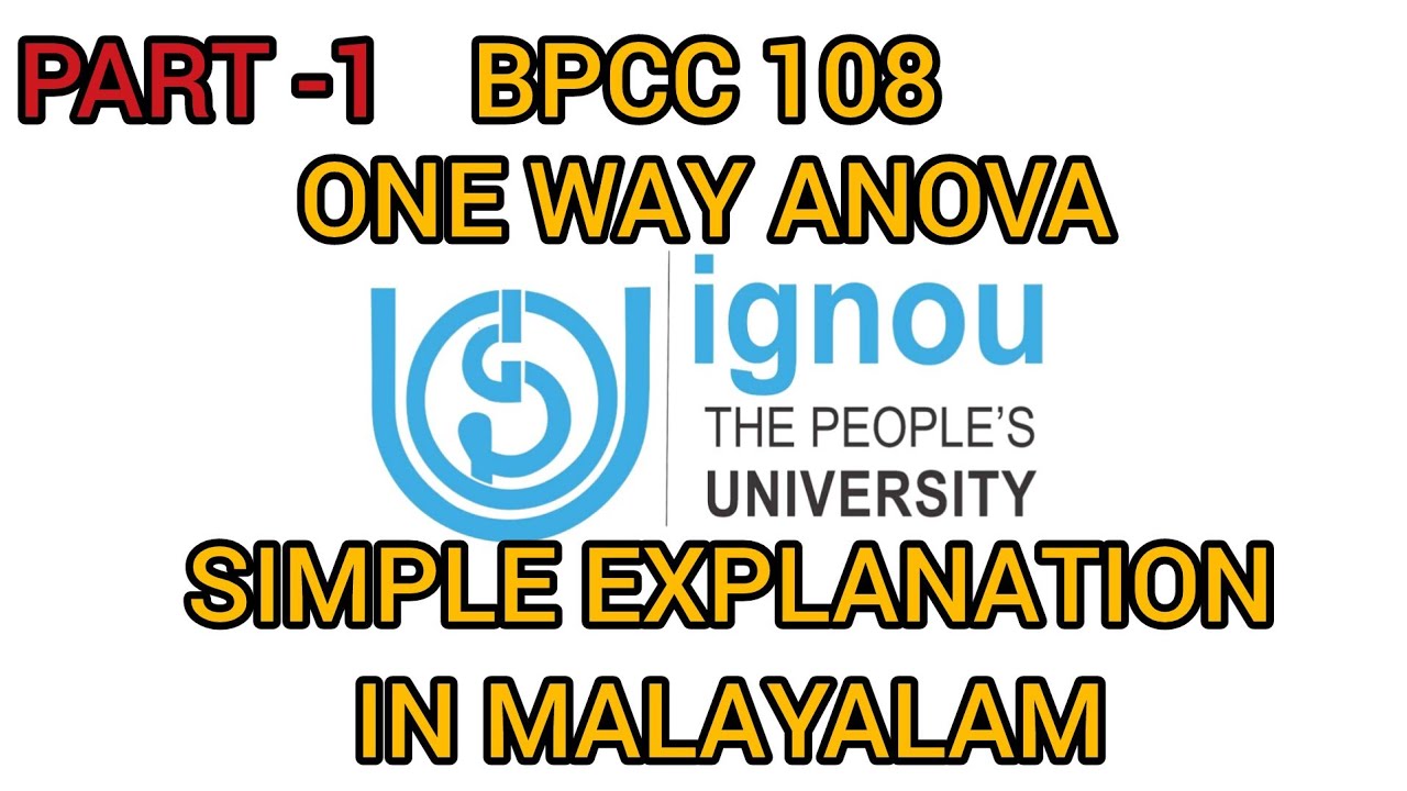 bpcc 108 One way Anova Computation simple explanation in Malayalam#bpcc psychology #trending #exam