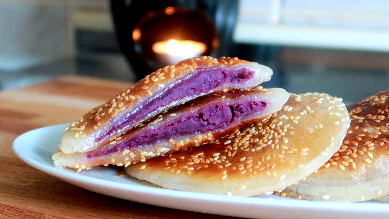 GLUTINOUS RICE PANCAKES | GLUTINOUS RICE FLOUR RECIPE | PURPLE SWEET POTATO RECIPE