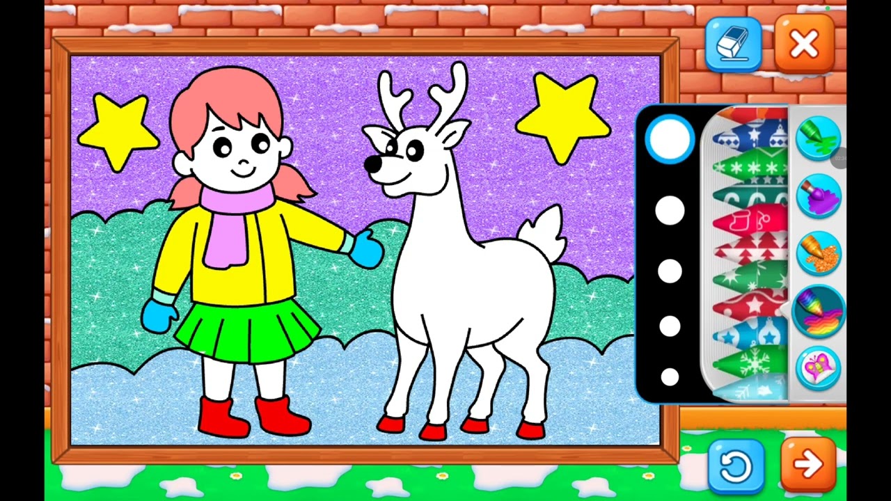 Coloring a Girl with a Reindeer 🦌❄️ | Winter Coloring for Kids | Learn Colors | Tiny Color Tales