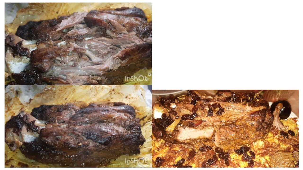 طريقة عمل رقبة خروف 🐑 مشوية بالفرن ذايبة ذوب مع طريقة عمل  رز بالجزر المدخن بالفحم #رقبة -مشوية