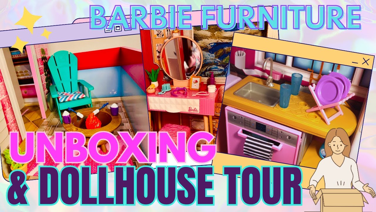 Barbie Furniture Haul and Unboxing | Dollhouse Mini Tour (KidKraft, Rainbow High)
