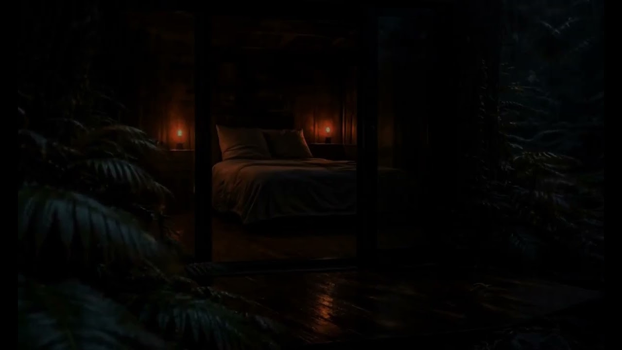 Heavy Rain in a Warm Cozy Room (No Ads) | Soft Night Ambience for Rest