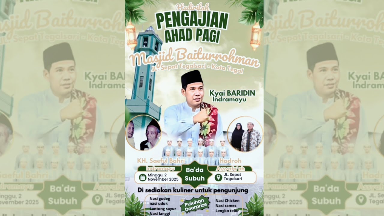 LIVE !!! PENGAJIAN AHAD PAGI MASJID JAMI BAITURROHMAN JL. SEPAT TEGALSARI KOTA TEGAL