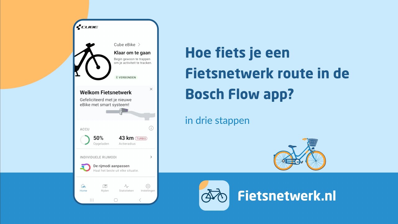Hoe fiets je een Fietsnetwerk route in de Bosch Flow app?