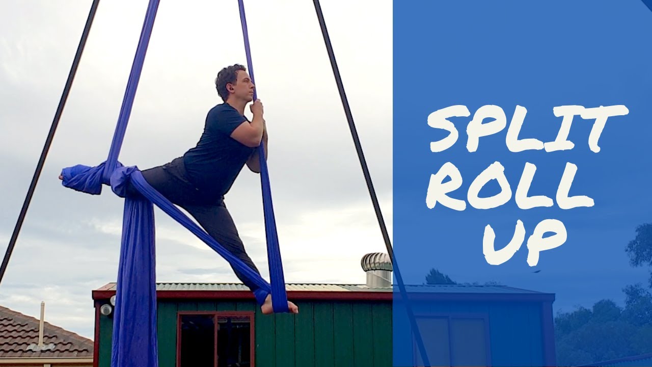 AERIAL SILKS SPLIT ROLL UP POSE TUTORIAL | How to do an EASY BEGINNER TRICK on aerial tissu