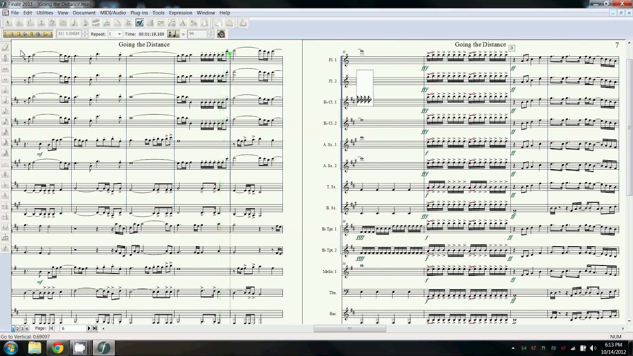 Going the Distance by Bill Conti for Band