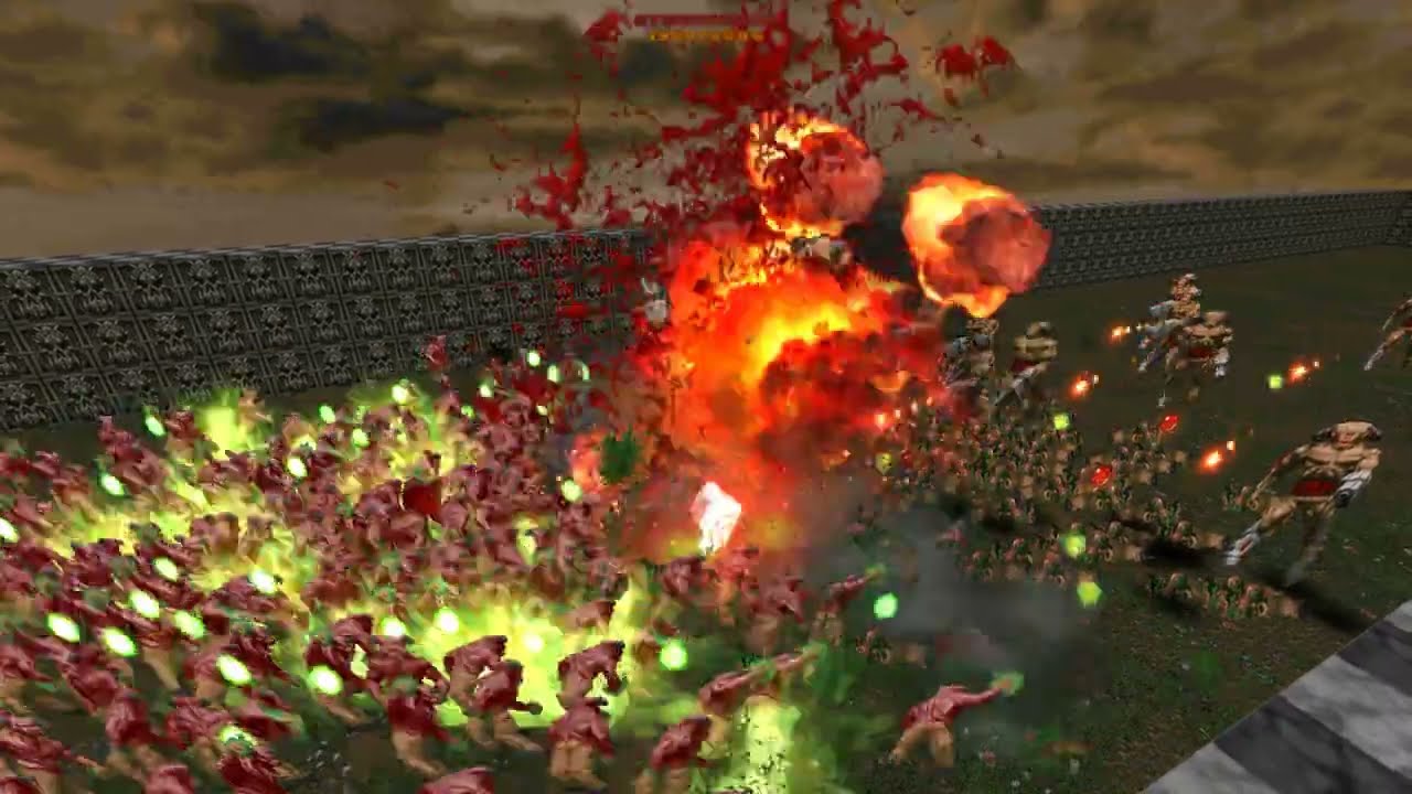 1000 Barons of Hell vs 10 Cyberdemons - BRUTAL DOOM Monster Infighting