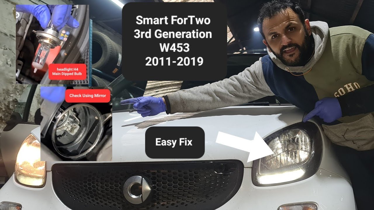 как заменить лампу ближнего света на Smart ForTwo 3-го поколения
