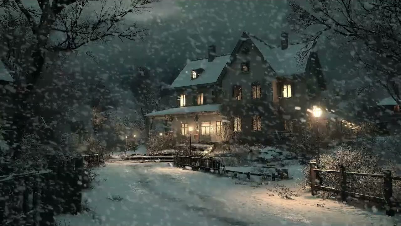 Relaxing Winter Snowfall with Soft Wind Sounds for Meditation and Peaceful Sleep