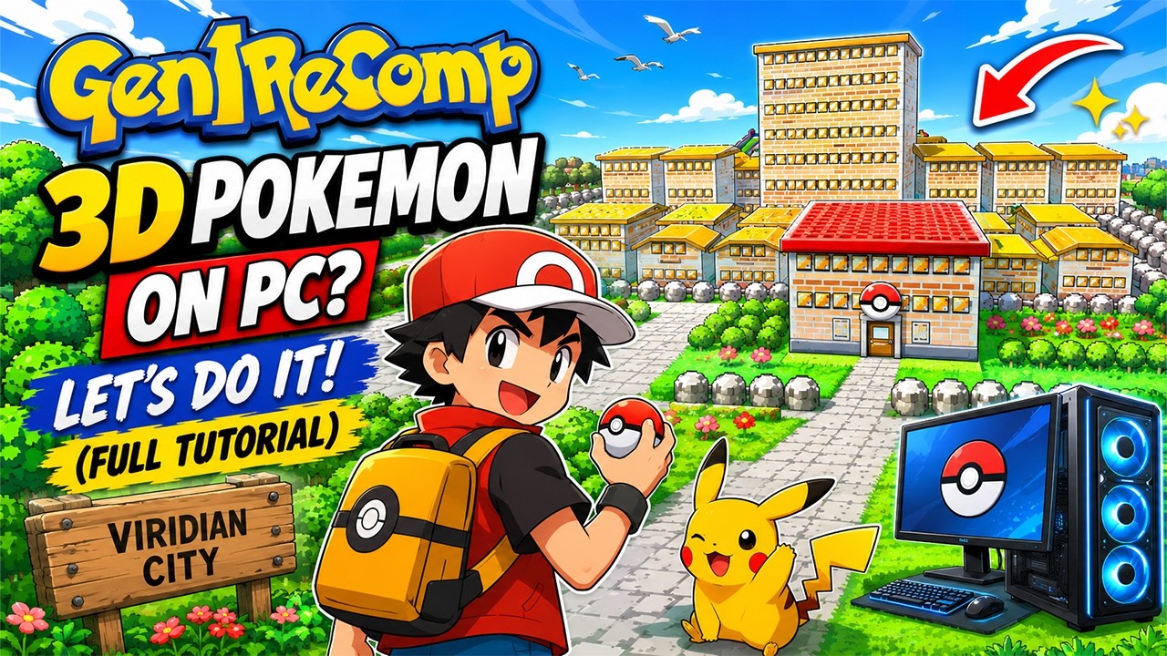 How To Install the BRAND NEW Gen 1 Recomp 3D Pokemon game!(Full Tutorial)