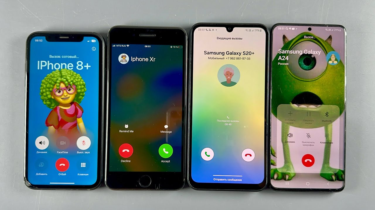 Incoming Call IPhone XR + IPhone 8 Plus + Samsung Galaxy A24 + Samsung Galaxy S20 Plus