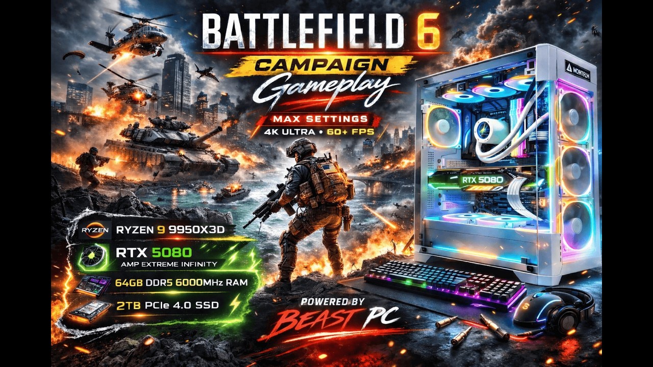 Battlefield 6 Campaign Gameplay PC 🔥 | 9950X3D + RTX 5080 Beast Build